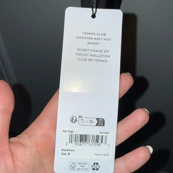 ALO Yoga Women's Black Athletic Shorts with White Trim - Picture 8 of 10